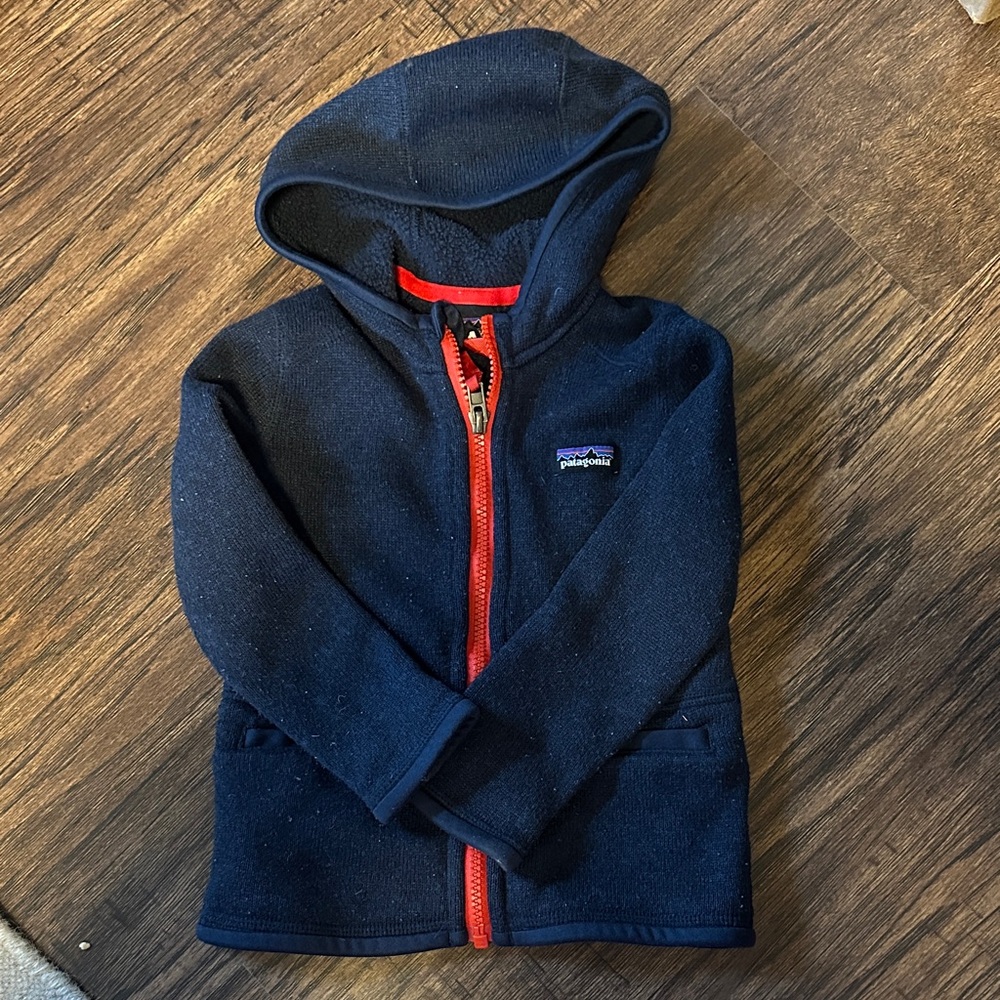 Patagonia Kids Dark Blue Sweater Jacket with Red Zipper - 2T unisex